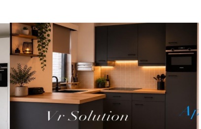 Cuisine après rénovation Cover Styl : façades et îlot en noir mat