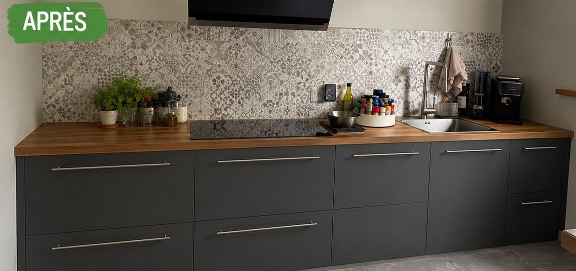 Cuisine après pose Cover Styl : façades gris anthracite