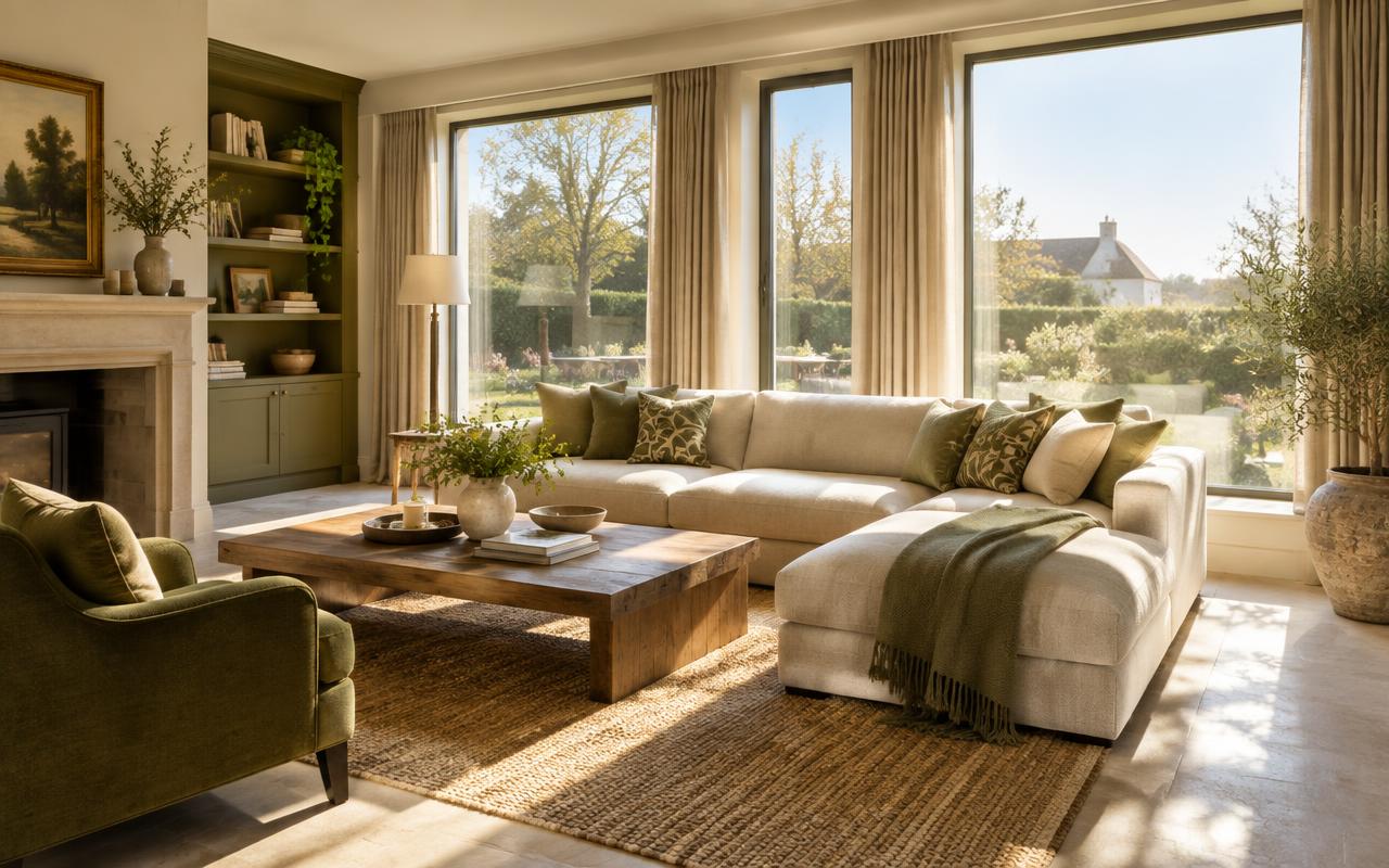 Intérieur protégé par un film solaire anti-UV sur les fenêtres